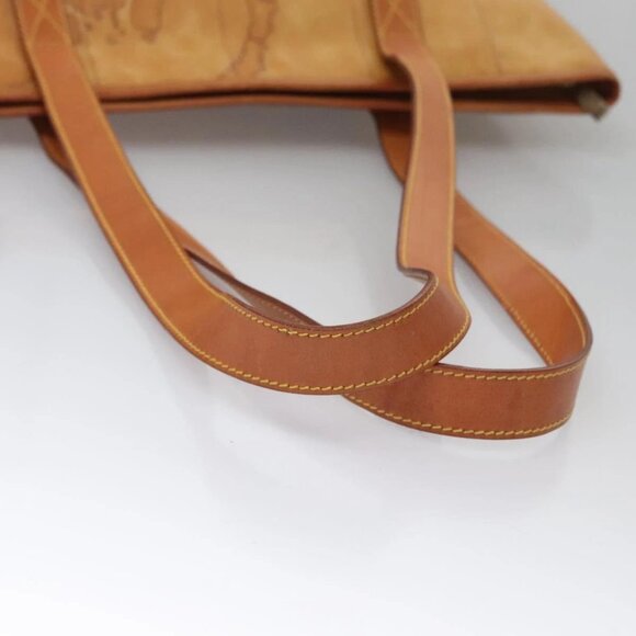 PRIMA CLASSE Hand Bag Leather PVC Beige Brown gold Auth - Picture 10 of 16